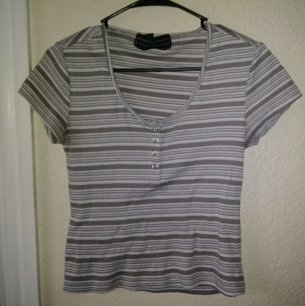 Stripped Tan Medium Top